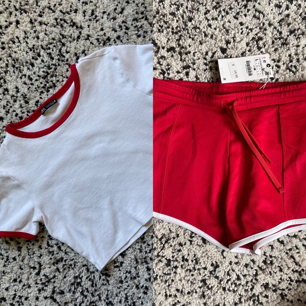 Zara - Woman’s L - Crop Tee/Shorts - Retro vibes